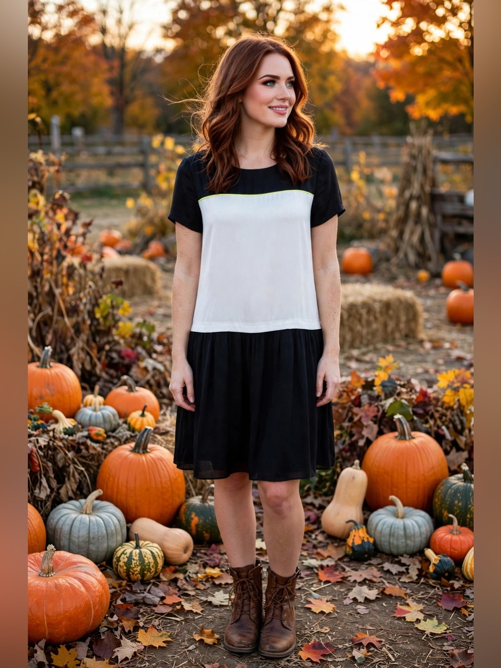 VINCE CAMUTO Chic Black/White Color Block Dress